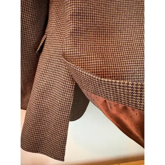 Tommy Hilfiger Blazer 38R Brown Tweed Houndstooth Check Sport Coat 2 button - Picture 5 of 12